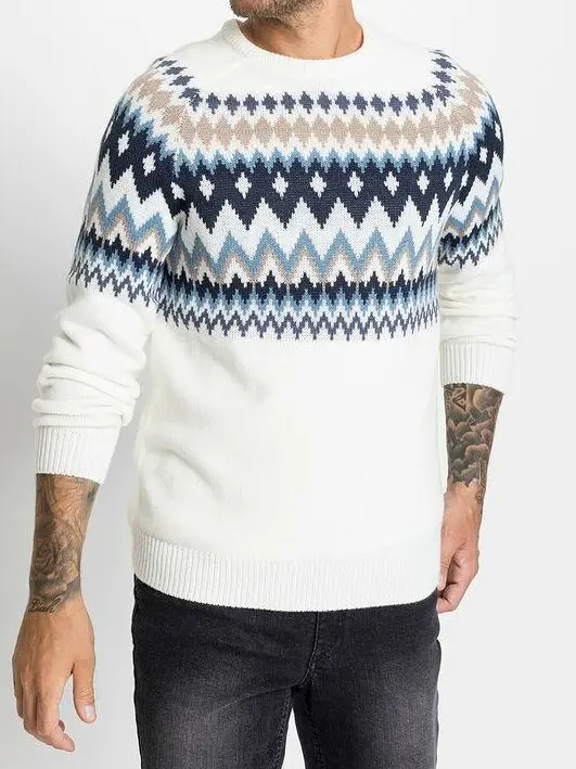 SWETER MĘSKI WKŁADANY PRZEZ GŁOWĘ Z WZOREM