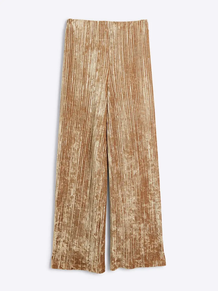RIVER ISLAND SPODNIE PLISOWANE Z AKSAMITU
