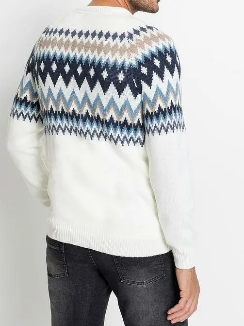 SWETER MĘSKI WKŁADANY PRZEZ GŁOWĘ Z WZOREM