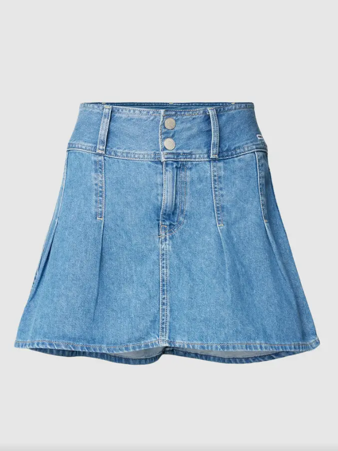SPÓDNICA JEANSOWA MINI Z ZAKŁADKAMI