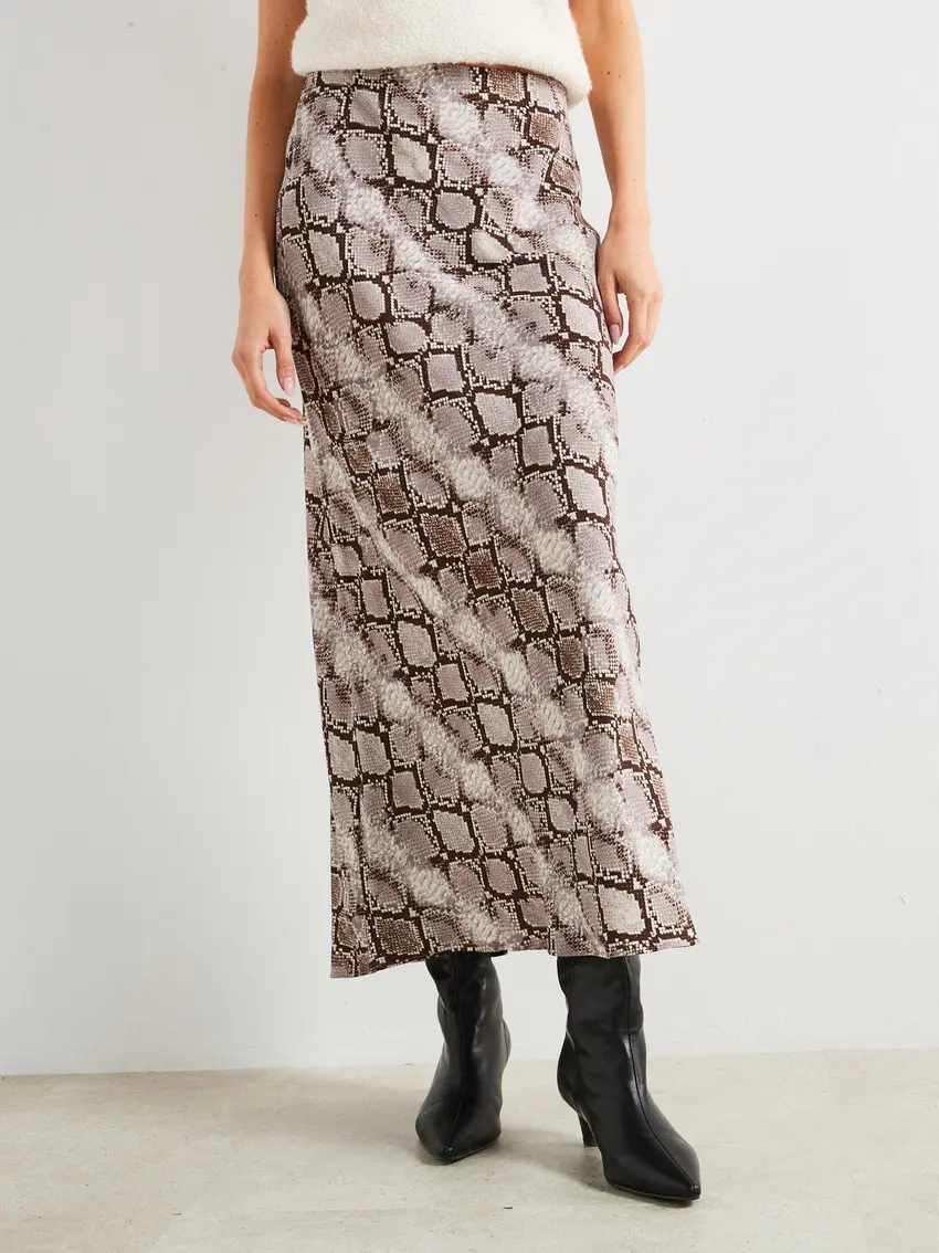 MANGO SPÓDNICA MAXI WĘŻOWY WZÓR