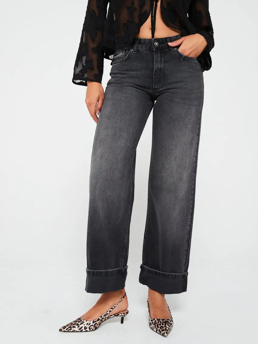 ONLY JEANSY Z SZEROKIMI NOGAWKAMI MID WAIST