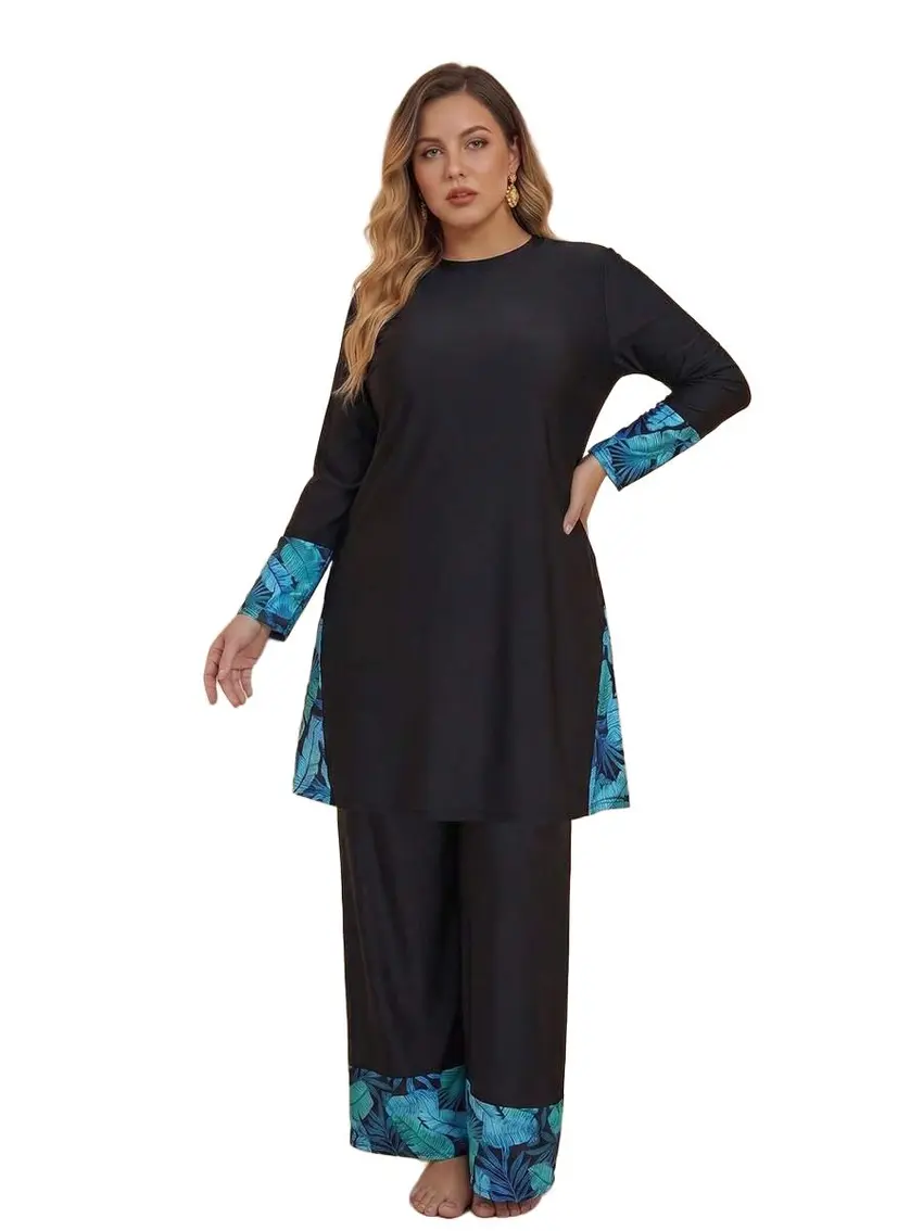 BURKINI DAMSKIE Z KONTRASTOWYM WYKOŃCZENIEM