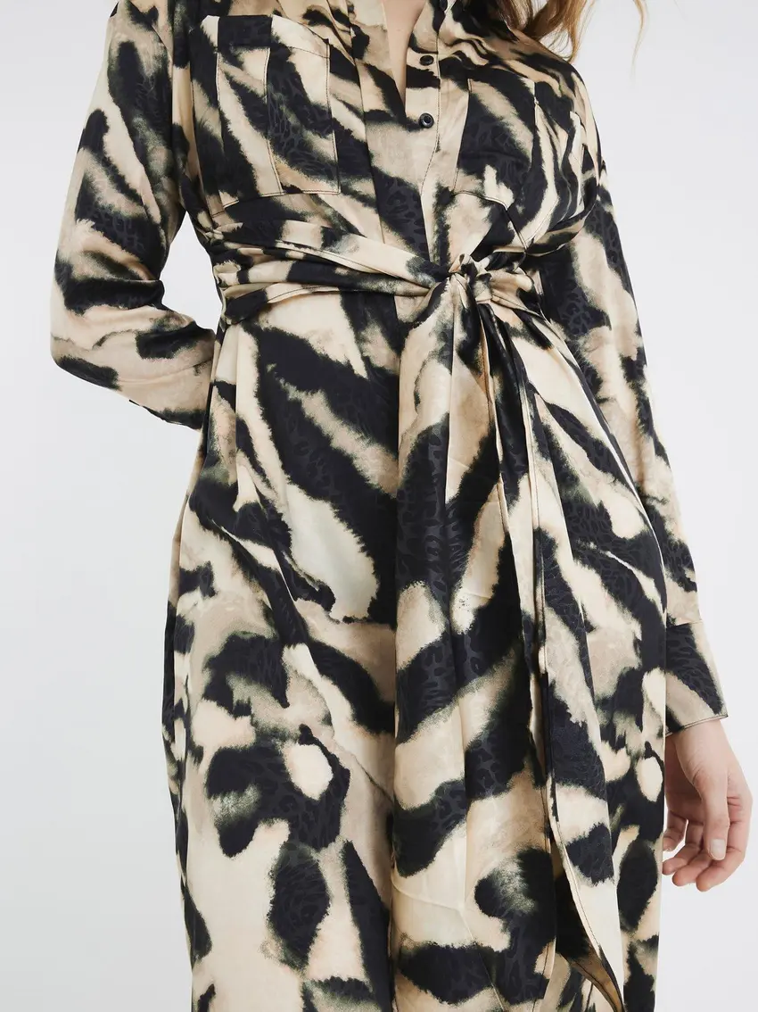 RIVER ISLAND SUKIENKA MIDI KOSZULOWA Z WIĄZANIEM