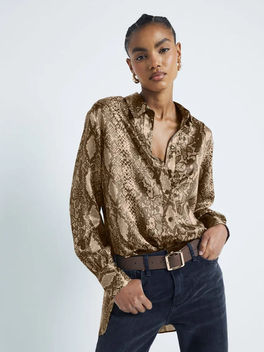 RIVER ISLAND KOSZULA SATYNOWA ZE WZOREM ZWIERZĘCYM