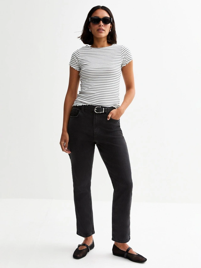 NEW LOOK JEANSY HANNAH ANKLE GRAZER STRAIGHT LEG