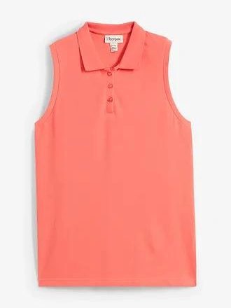 KOSZULKA POLO DAMSKA BAWEŁNIANA REGULAR KORALOWA