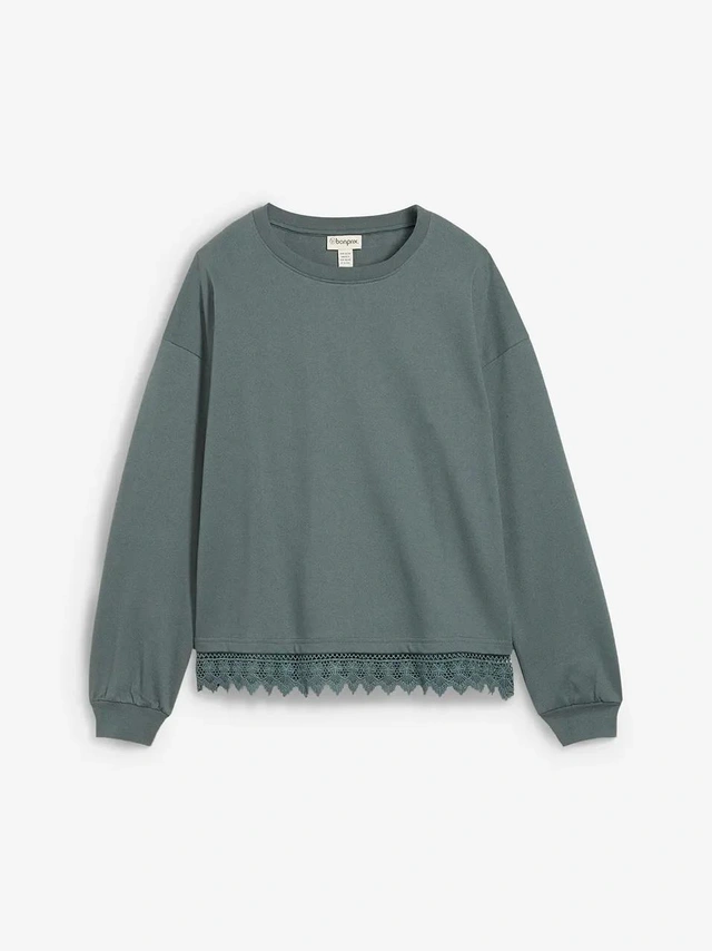 BLUZA Z KORONKOWĄ WSTAWKĄ