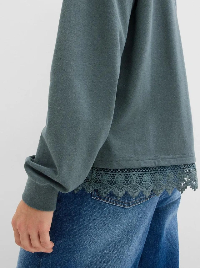 BLUZA Z KORONKOWĄ WSTAWKĄ