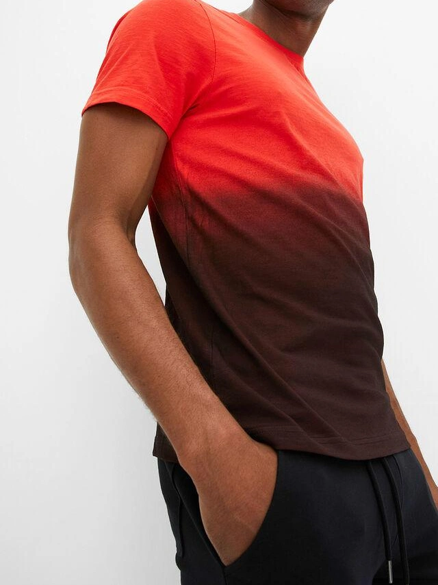 T-SHIRT MĘSKI OKRĄGŁY DEKOLT BAWEŁNA OMBRE